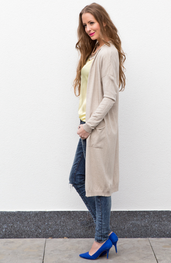 Long Jersey Cardigan Beige – shoparchief, foto 3