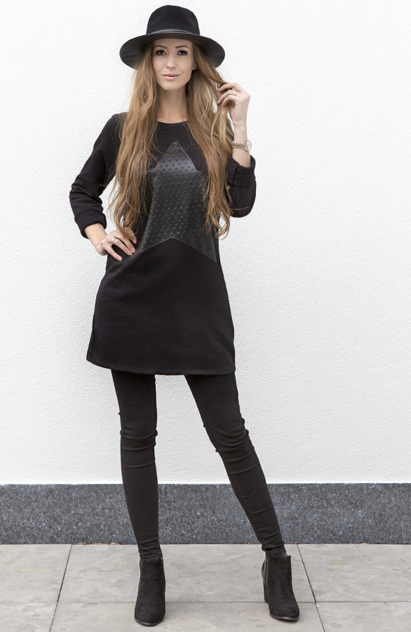Leather Star Dress Black – shoparchief, foto 5