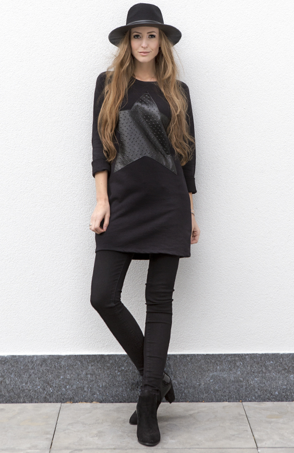 Leather Star Dress Black – shoparchief, foto 2