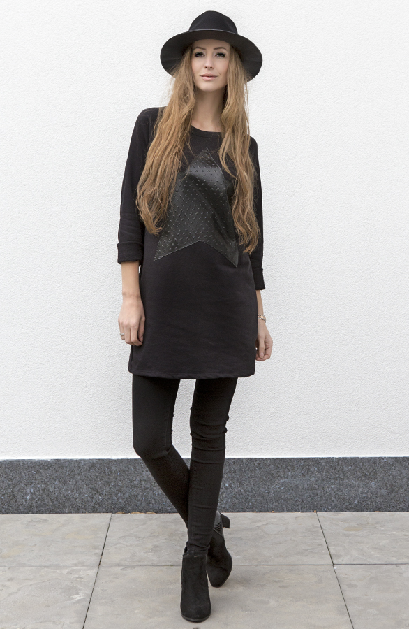 Leather Star Dress Black – shoparchief, foto 3