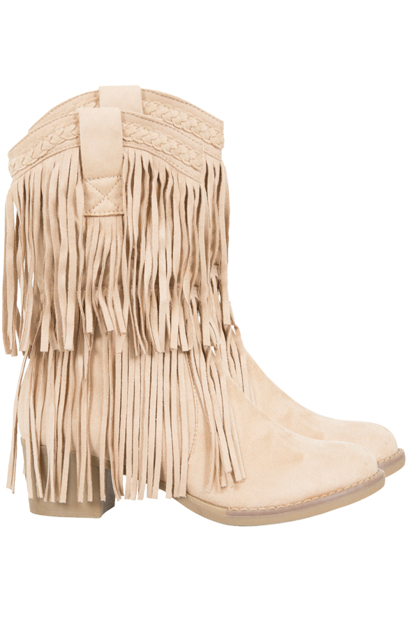 Boho Fringe Boots Beige – shoparchief