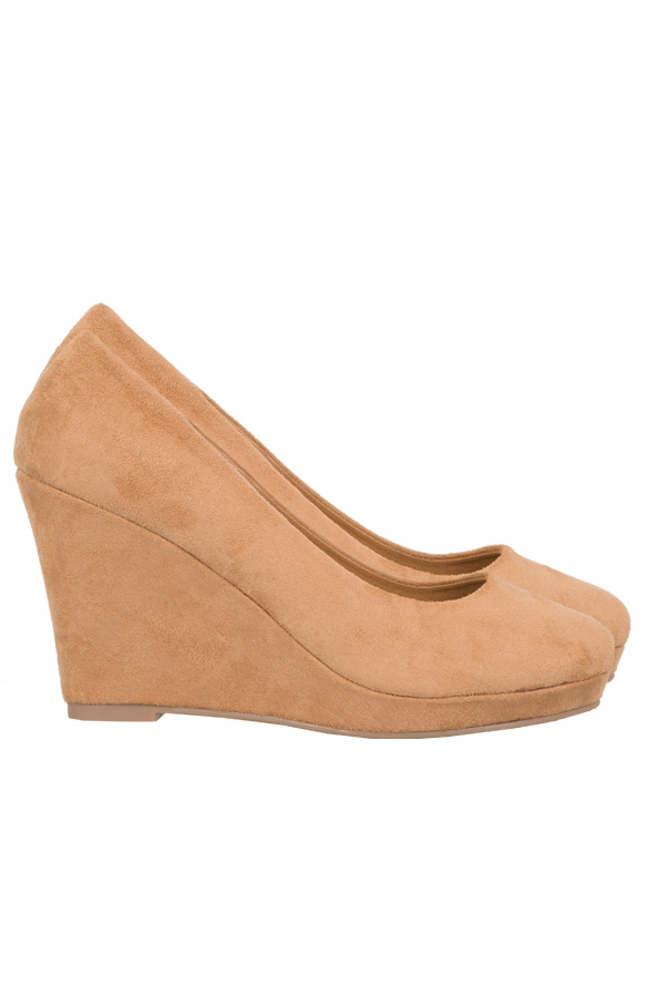 Suede Wedges Camel – shoparchief