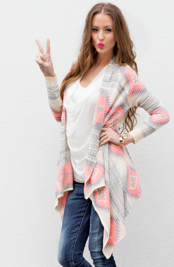Aztec Pink Neon Cardigan – shoparchief, foto 4