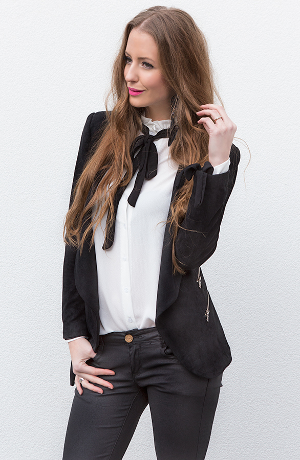 Bow Blouse Black White – shoparchief, foto 7