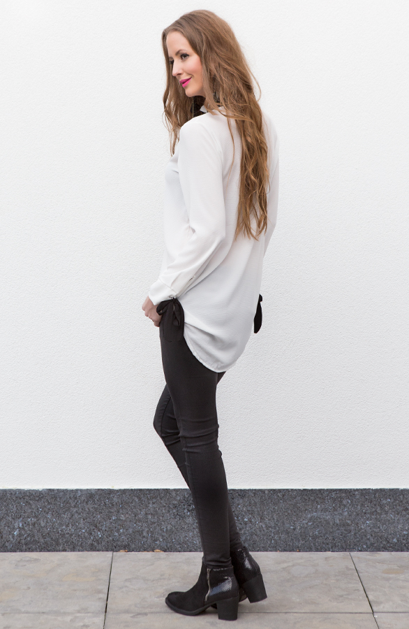 Bow Blouse Black White – shoparchief, foto 5