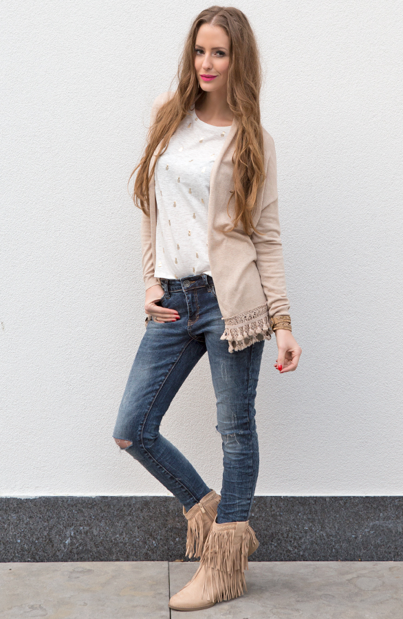 Boho Fringe Boots Beige – shoparchief, foto 5