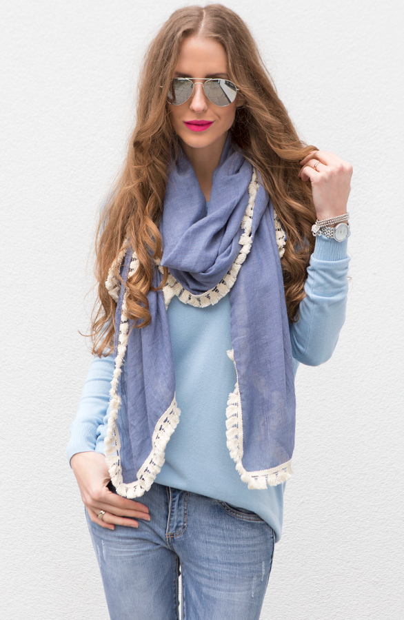 Tassel All Over Sjaal Blue – shoparchief, foto 4