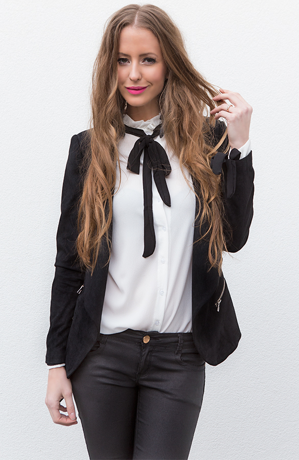 Bow Blouse Black White – shoparchief, foto 6