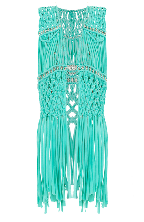 Crochet Fringe Gilet Turquoise – shoparchief