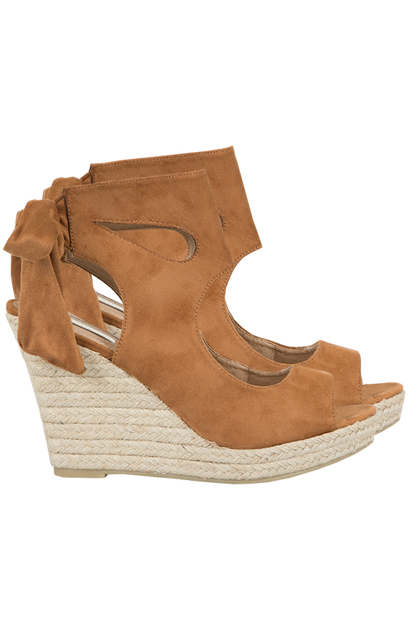 Suede Wedges Cognac – shoparchief