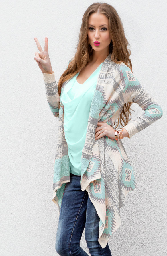 Aztec Mint Cardigan – shoparchief, foto 5