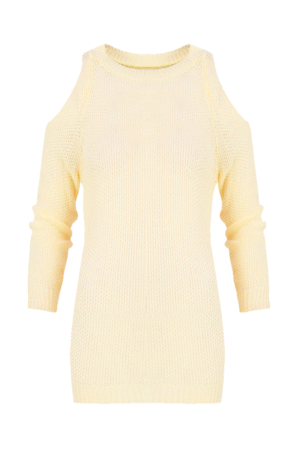 Open Shoulder Sweater Soft Yellow – shoparchief