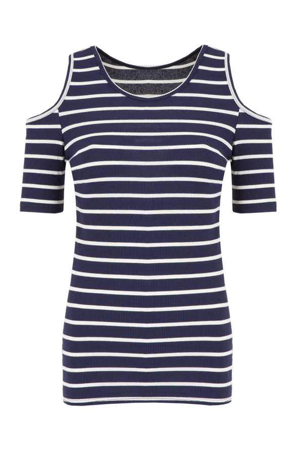 Striped Cut Out Top Blue – shoparchief