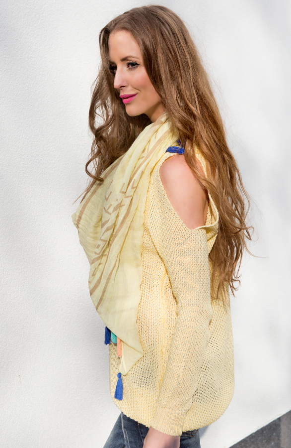 Colorful Tassel Sjaal Soft Yellow – shoparchief, foto 3