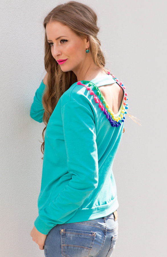 Ibiza Pompon Sweater Turquoise – shoparchief, foto 3