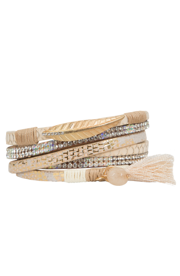 Double Wrap Bracelet Beige, Shoparchiv