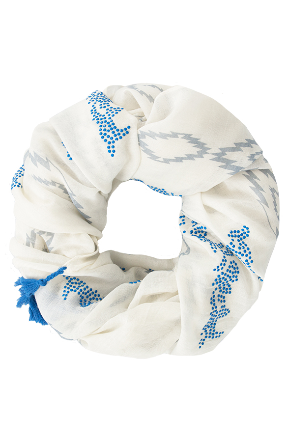 Graphic Tassel Sjaal White – shoparchief