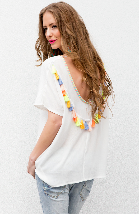 Tassel All Over White Top – shoparchief, foto 5