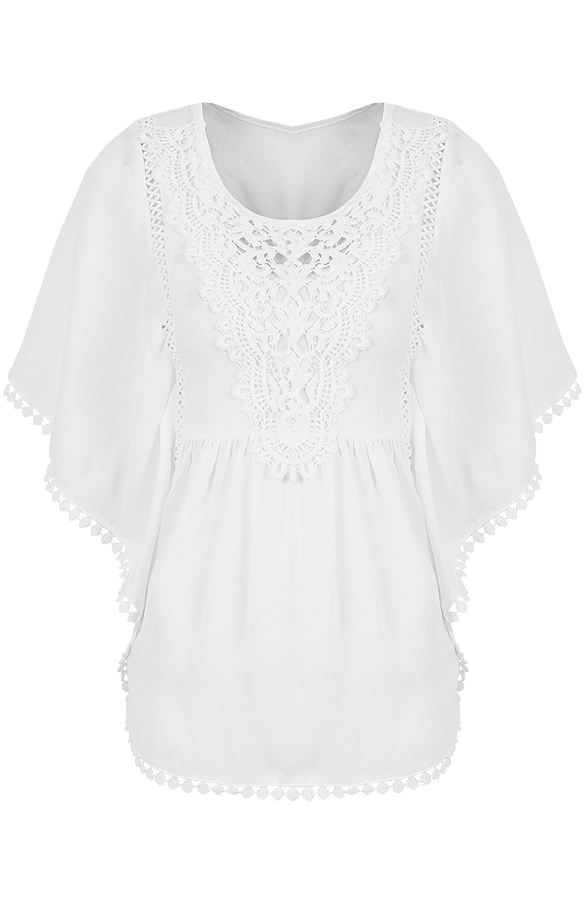 Lace Pompon Tuniek White – shoparchief