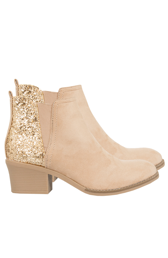 Metallic Sparkle Booties Beige – shoparchief