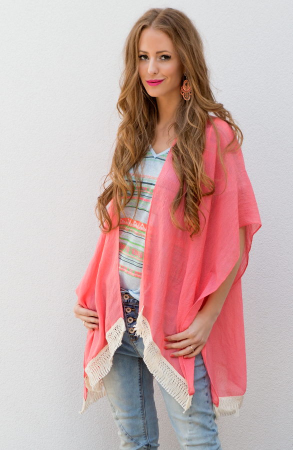 See Through Poncho Coral – shoparchief, foto 4