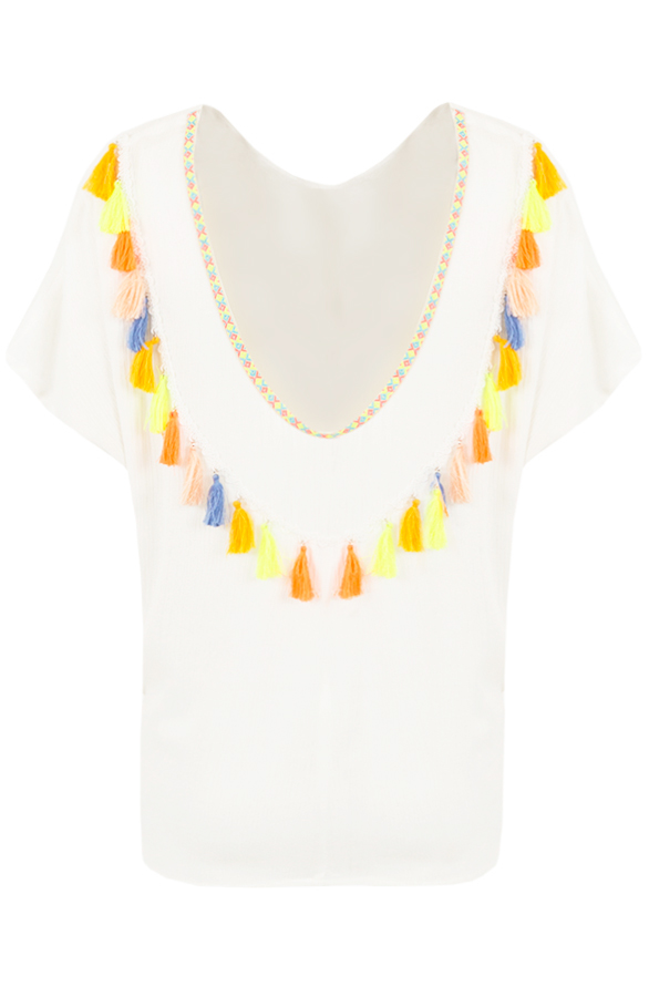 Tassel All Over White Top – shoparchief