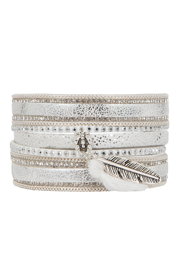 Wrap Bracelet Strass Weiß, Shoparchiv