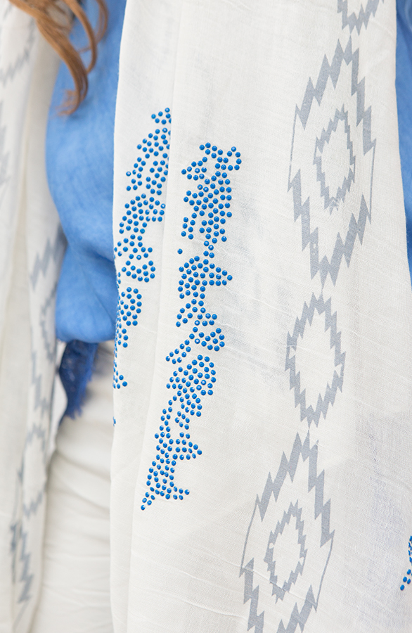 Graphic Tassel Sjaal White – shoparchief, foto 5