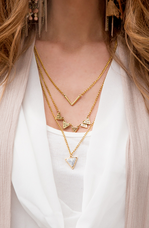 Layered Marble Necklace Gold – shoparchief, foto 4