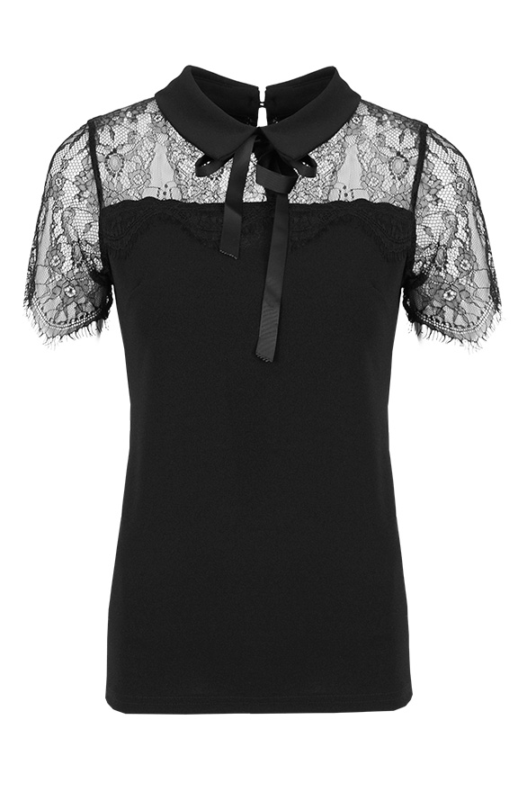 Designer Lace Top Bow Black – shoparchief