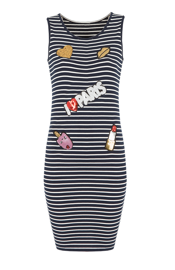 Navy Striped Patches Dress – shoparchief