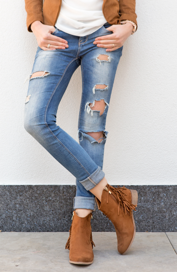 Fringe Zipper Booties Camel – shoparchief, foto 3