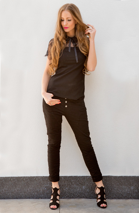 Designer Lace Top Bow Black – shoparchief, foto 6