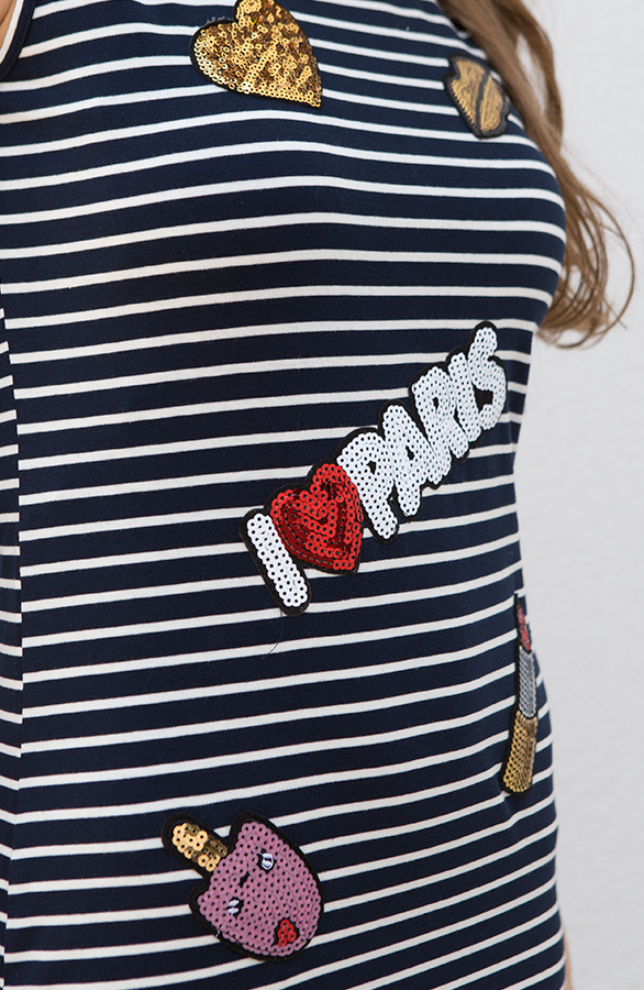 Navy Striped Patches Dress – shoparchief, foto 5
