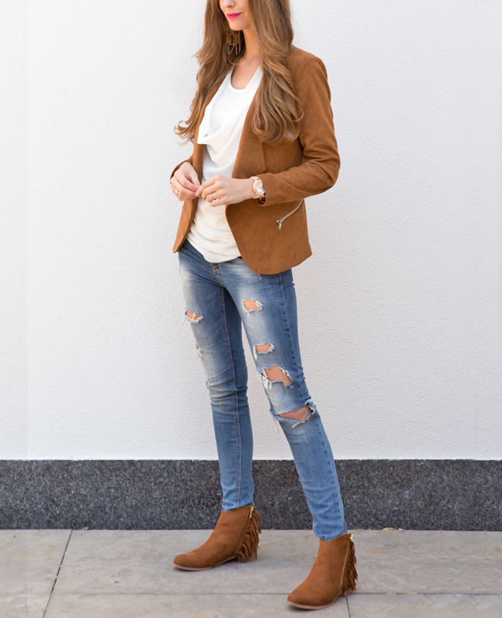 Fringe Zipper Booties Camel – shoparchief, foto 6