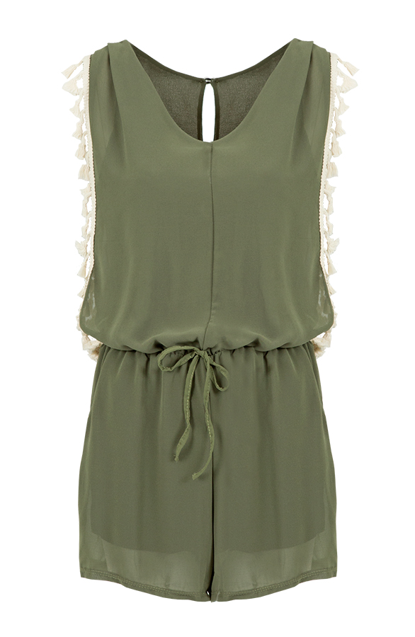 Tassel Me Up Jumpsuit Army – shoparchief