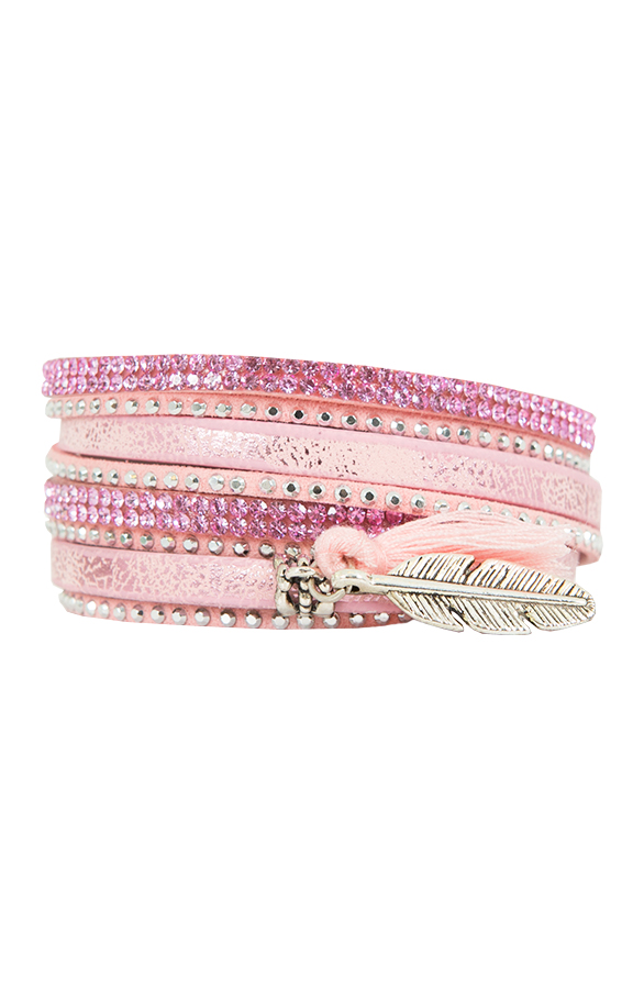 Wrap Bracelet Feather Pink – shoparchief