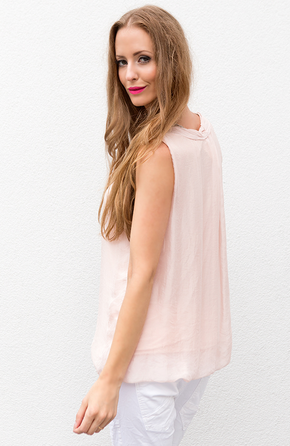 100% Silk Zalm Top – shoparchief, foto 5