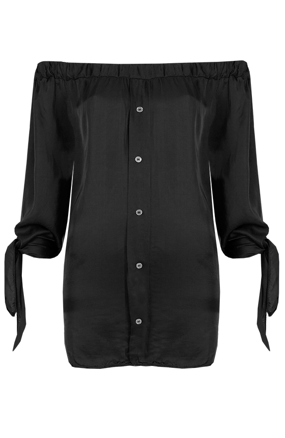 Silk Strapless Blouse Black – shoparchief