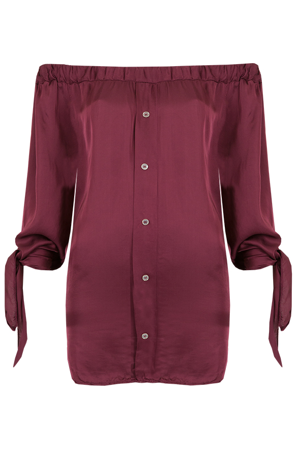 Silk Strapless Blouse Bordeaux – shoparchief