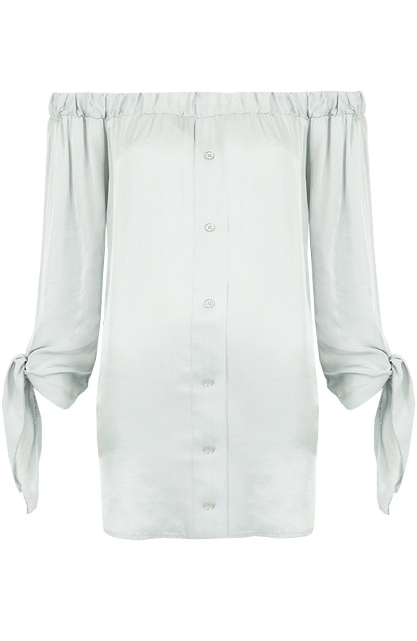Silk Strapless Blouse Ice Grey – shoparchief