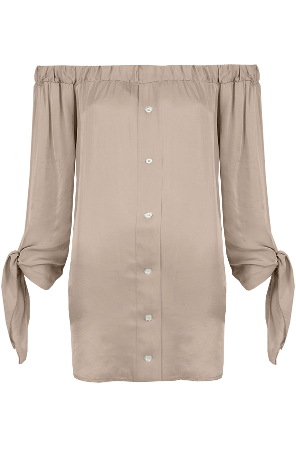 Silk Strapless Blouse Taupe – shoparchief