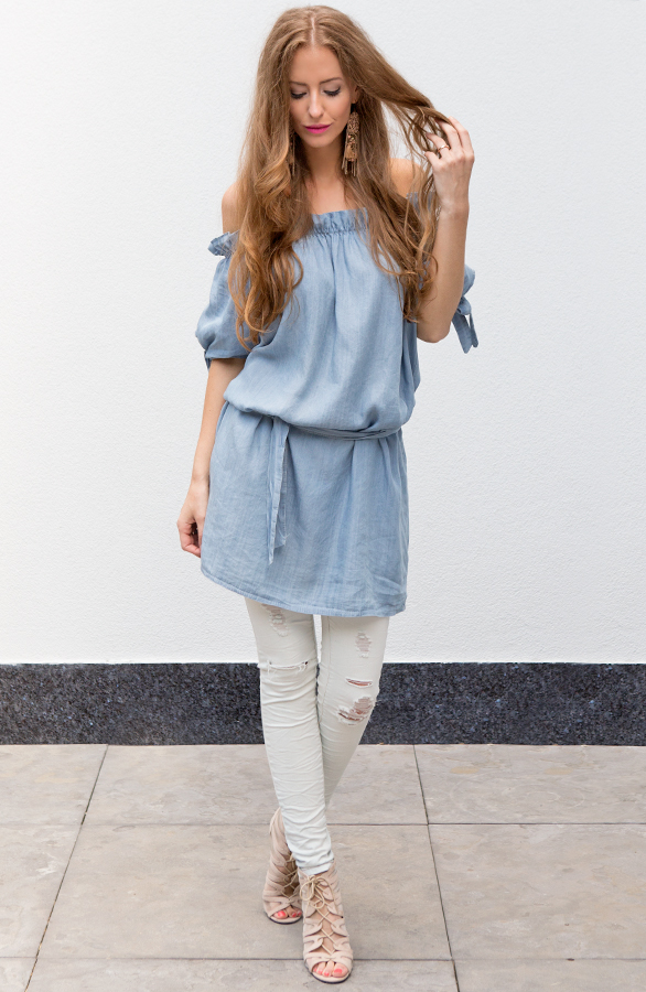 Denim Strapless Dress – shoparchief, foto 7