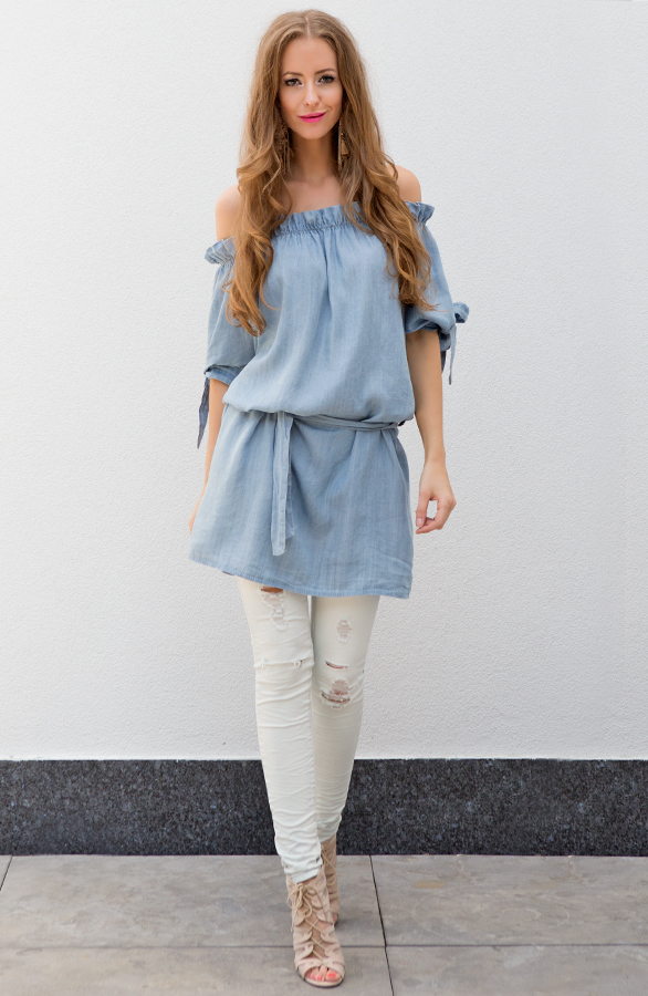 Denim Strapless Dress – shoparchief, foto 4