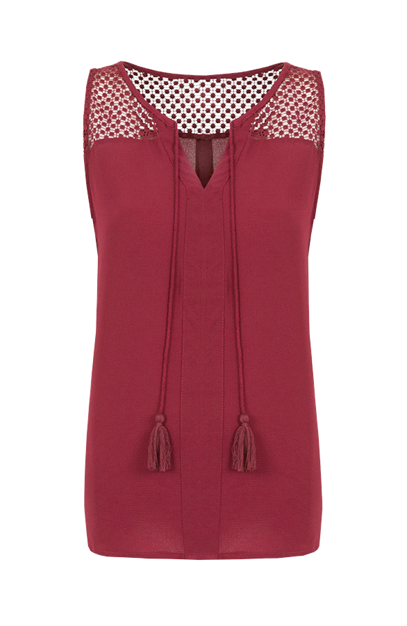 Crochet Tassel Bordeaux Top – shoparchief