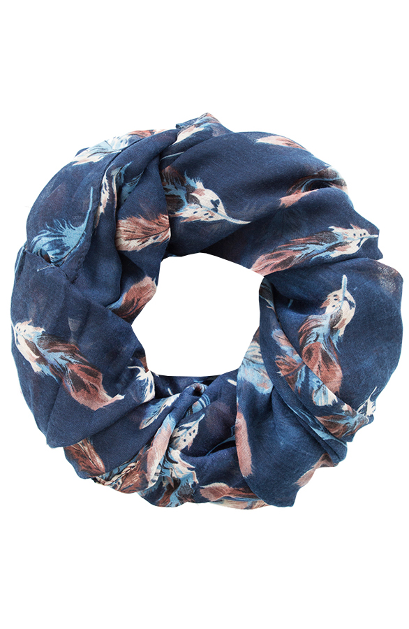 Feather Print Sjaal Navy – shoparchief