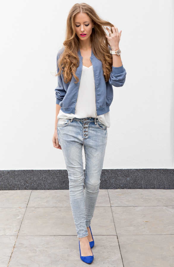 Denim Bomber Jacket Jeans Blue – shoparchief, foto 5