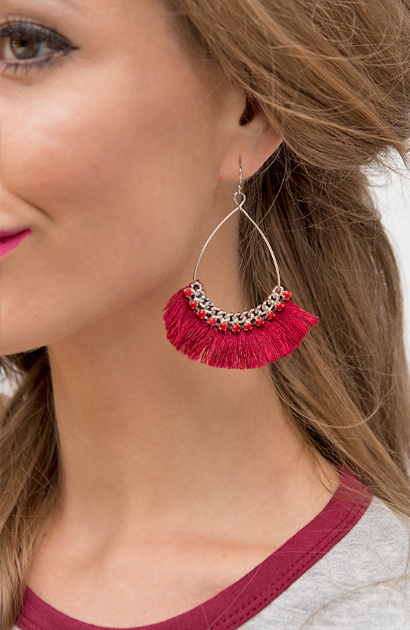 Tassel Oorbellen Bordeaux – shoparchief, foto 4