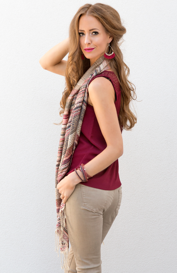 Crochet Tassel Bordeaux Top – shoparchief, foto 7