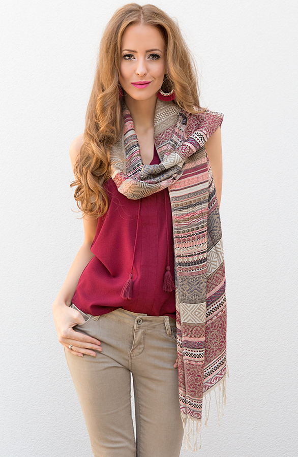 Crochet Tassel Bordeaux Top – shoparchief, foto 6